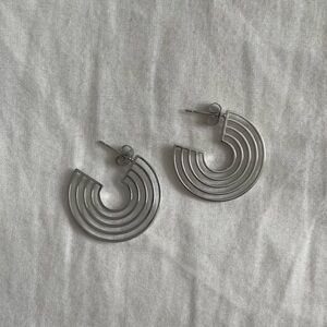 Silver Retro Hoops